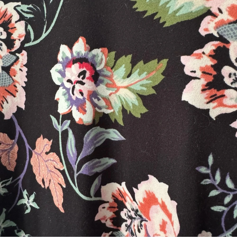 LARA Black Floral Midi Dress - Size Large $15 - Picture 2 of 6